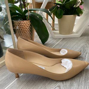 Jimmy Choo Romy 60 Beige 38.5 Kitten Heel Pumps
